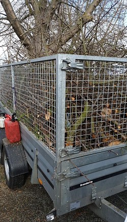 Entsorgung des anfallenden Schnittguts mit eigenem Hänger